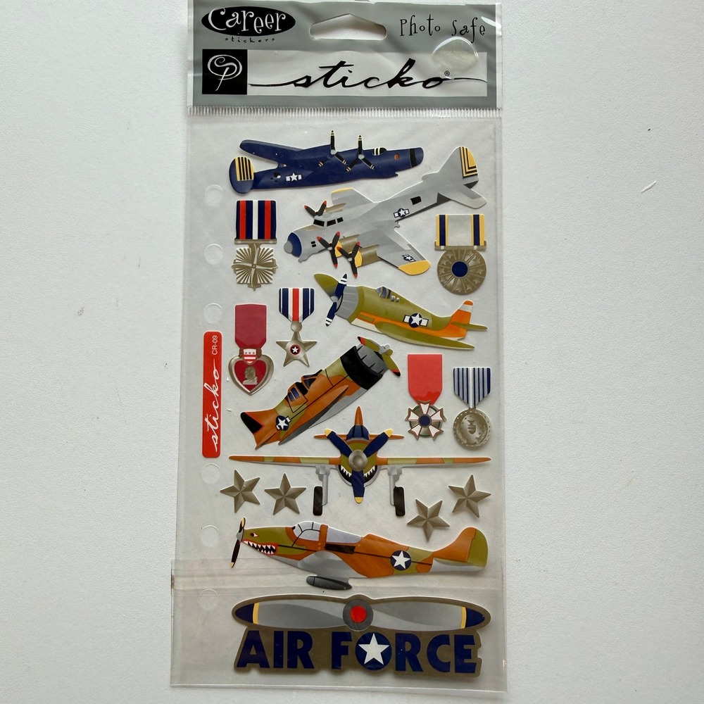 Sticko Career Air Force Military Plane Medals Sticker Sheet CR-09 Photo Safe